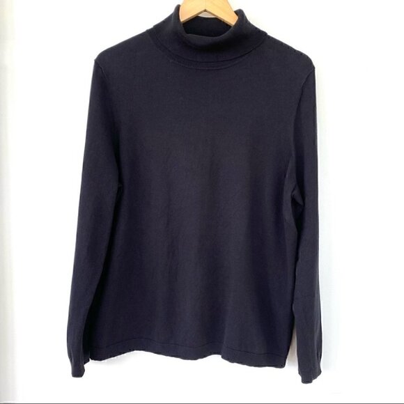 Talbots black jersey knit turtleneck sweater in a cotton blend - Picture 1 of 7